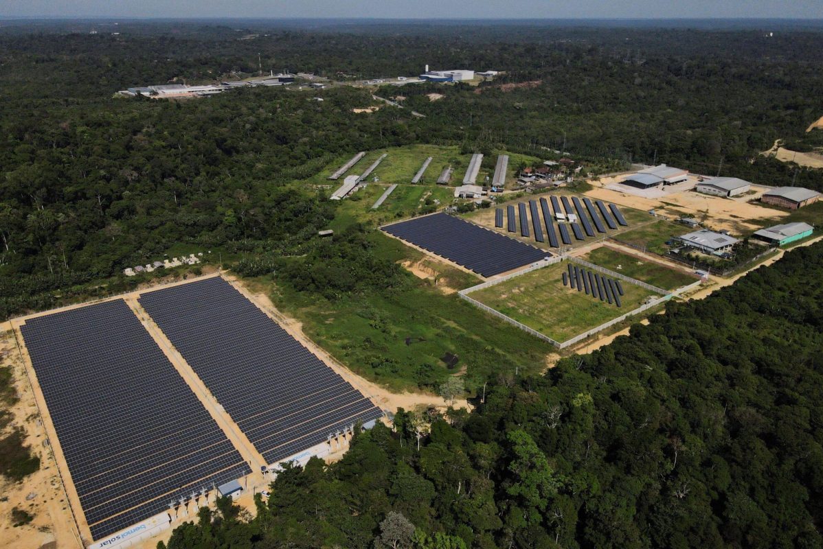 An aerial view of the Bemol Solar plant outside Manaus, Amazonas state, Brazil August 23, 2021. Picture taken with a drone August 23, 2021. REUTERS/Bruno Kelly