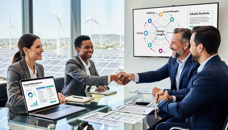Business handshake between professionals at conference table representing partnership