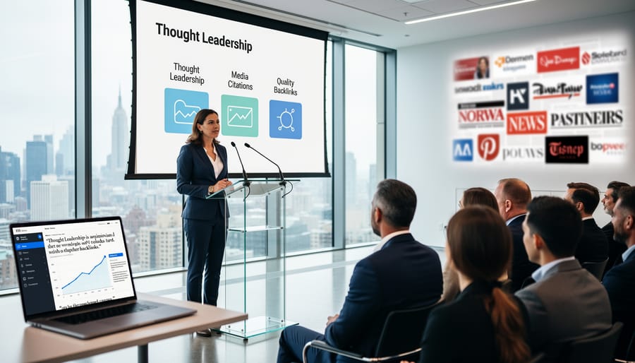 Business executive presenting energy policy insights to industry stakeholders